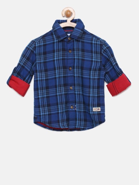 

U.S. Polo Assn. Kids Boys Blue Regular Fit Checked Casual Shirt