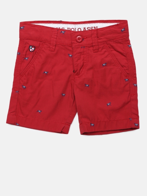 

U.S. Polo Assn. Kids Boys Red Printed Regular Fit Chino Shorts