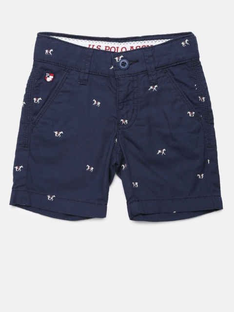 

U.S. Polo Assn. Kids Boys Navy Printed Regular Fit Shorts, Navy blue