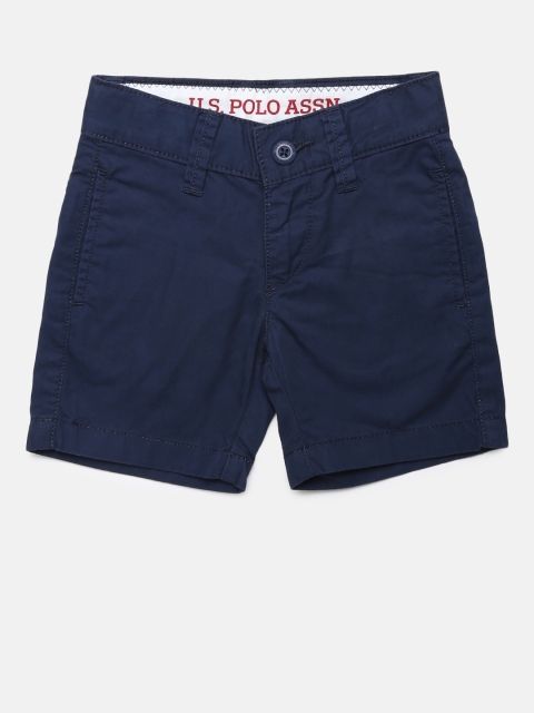 

U.S. Polo Assn. Kids Boys Navy Blue Solid Regular Fit Chino Shorts