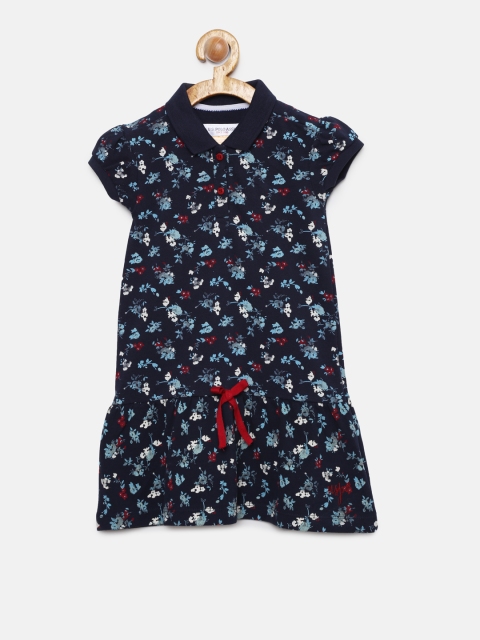 

U.S. Polo Assn. Kids Girls Navy Blue Solid A-Line Dress