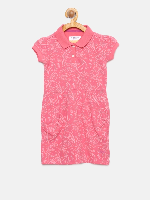 

U.S. Polo Assn. Kids Girls Pink Printed T-shirt Dress