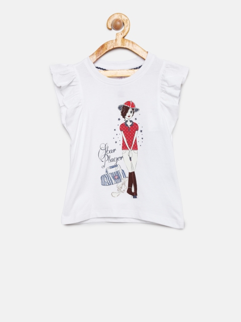

U.S. Polo Assn. Kids Girls White Printed Top