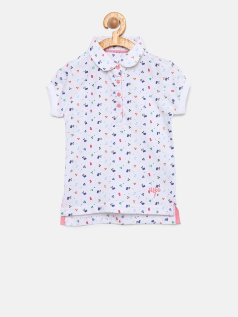 

U.S. Polo Assn. Kids Girls White Printed Polo T-shirt