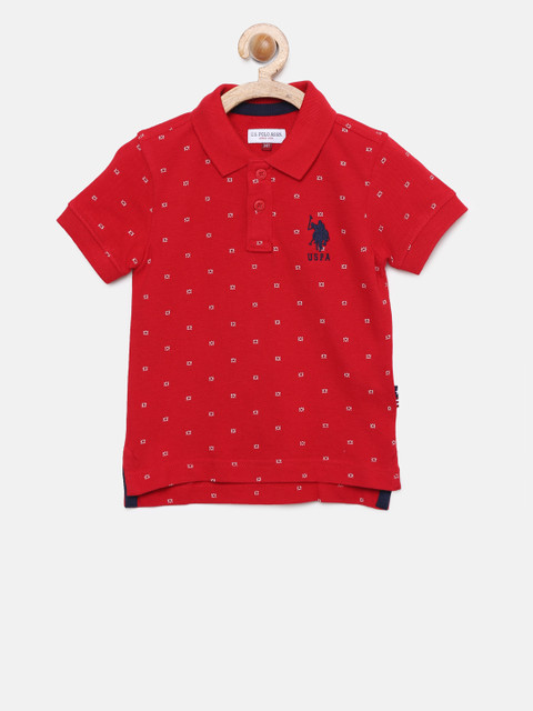 

U.S. Polo Assn. Kids Boys Red Printed Polo T-shirt