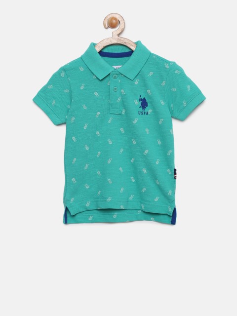 

U.S. Polo Assn. Kids Boys Green Printed Polo T-shirt