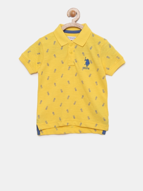 

U.S. Polo Assn. Kids Boys Yellow Printed Polo T-shirt