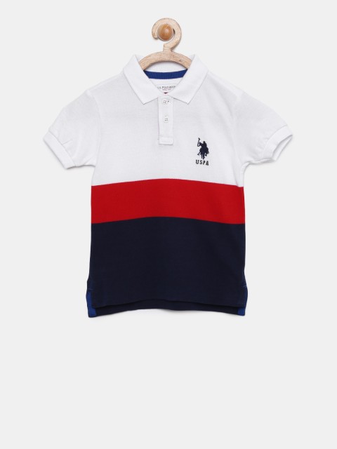 

U.S. Polo Assn. Kids Boys White & Navy Colourblocked Polo T-shirt