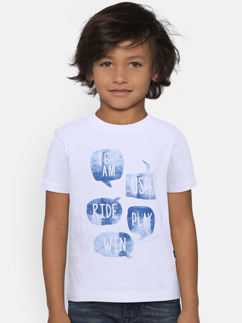 

U.S. Polo Assn. Kids Boys White Printed Round Neck T-shirt