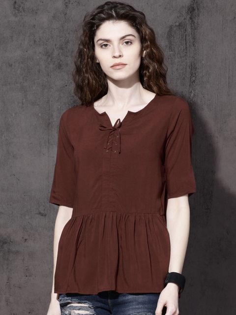 

Roadster Women Burgundy Solid Top