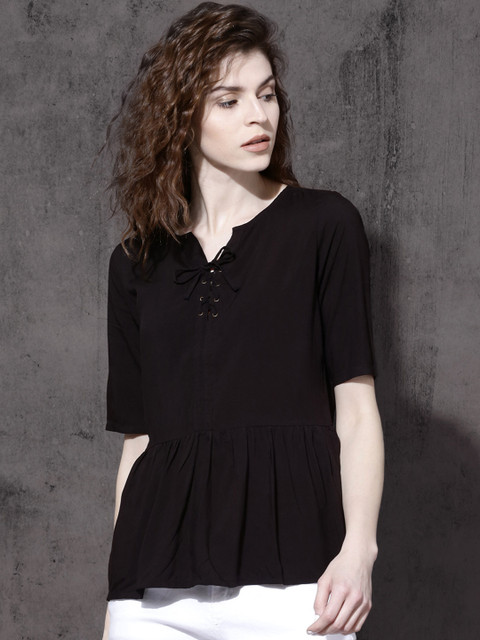 

Roadster Women Black Solid Top