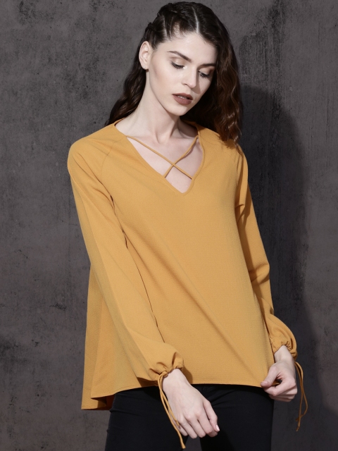 

Roadster Women Mustard Yellow Solid Top