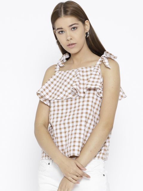 

Roadster Women White Checked Top