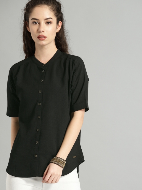 

Roadster Women Black Solid Shirt Style Top