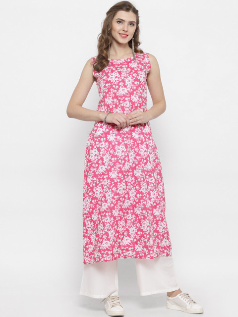 

Sera Women Pink Printed A-Line Kurta