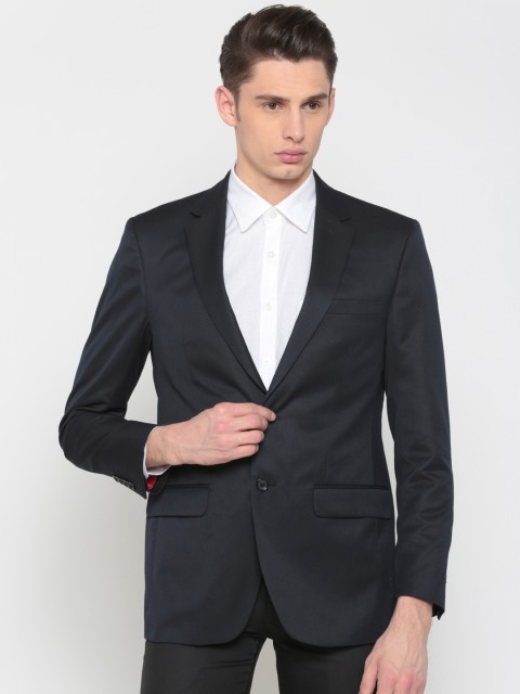 

Peter England Navy Single-Breasted Tailored Fit Formal Blazer, Navy blue