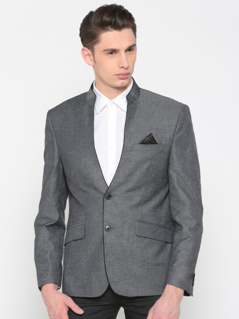 

Peter England Grey Self-Design Regular Italian Fit Single-Breasted Formal Blazer