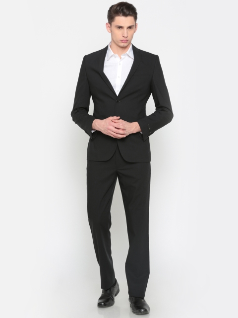 

Peter England Elite Black Euro Fit Single Breasted Formal Suit