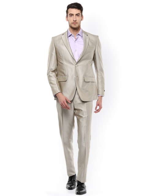 

Peter England Men Beige 2-Piece Single-Breasted Suit