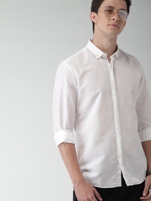 

Mast & Harbour Men White Slim Fit Solid Casual Shirt