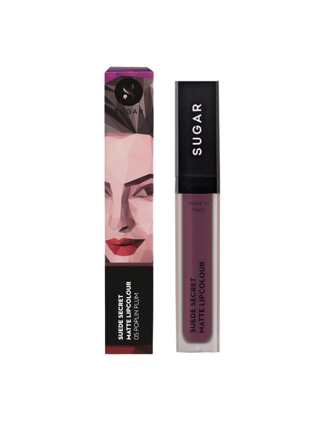 

SUGAR Suede Secret Matte Lipstick - 05 Poplin Plum (Blackened Plum), Brown