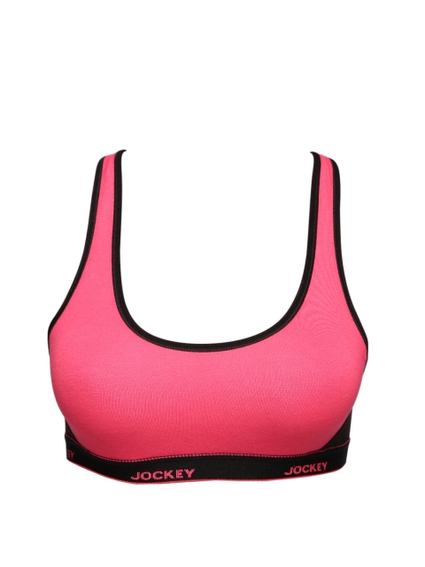 

Jockey Pink Solid Non-Wired Non Padded Sports Bra 1381-0105