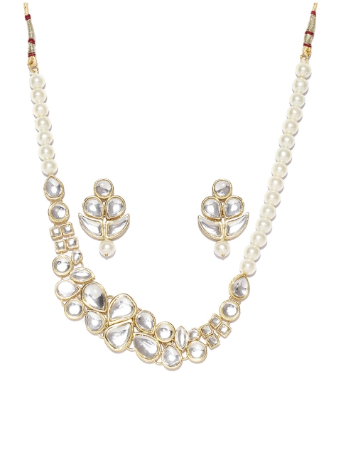 

Shining Diva Gold-Toned & White Stone-Studded Jewellery Set