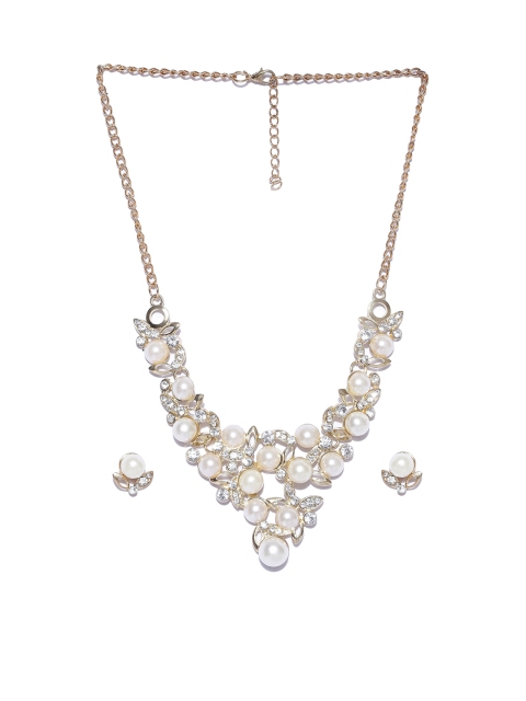 

Shining Diva Gold-Toned & White Stone-Studded Jewellery Set