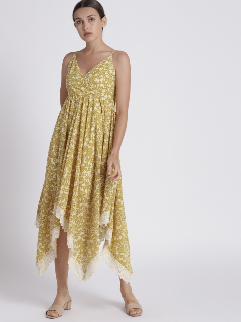 

Chemistry Women Mustard Yellow Printed A-Line Dress