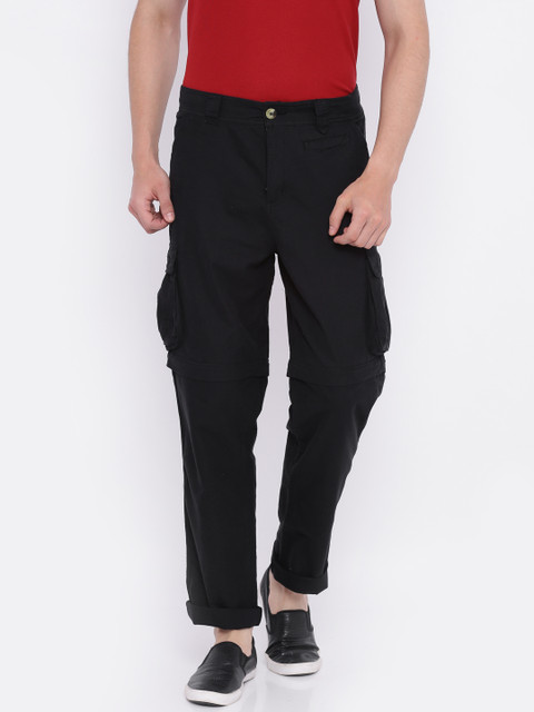 

Wildcraft Men Black Regular Fit Solid Convertible Cargo Trousers