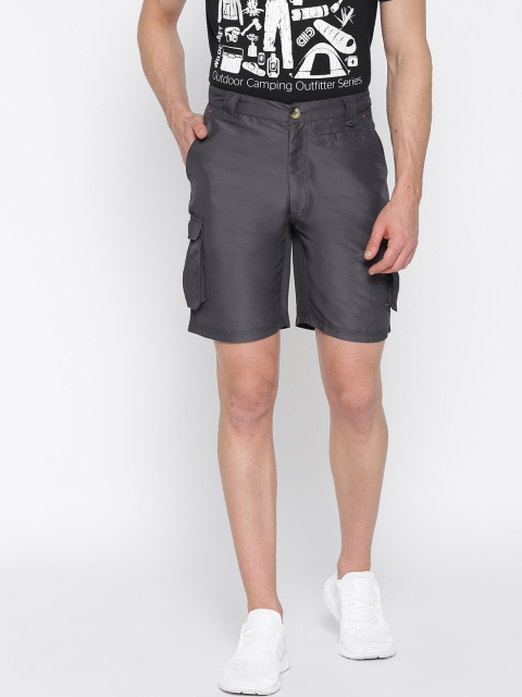 

Wildcraft Men Charcoal Grey Solid Bermuda Shorts