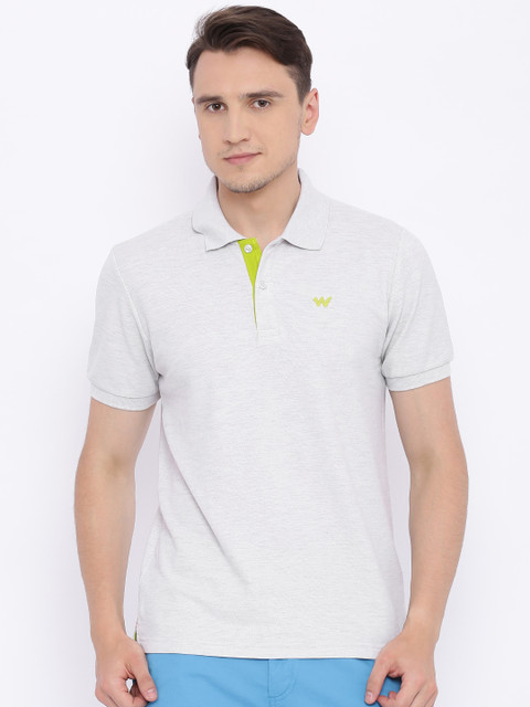 

Wildcraft Men Grey Melange Ess Polo Pure Cotton T-shirt