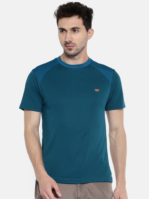 

Wildcraft Men Teal Blue Solid Round Neck BaPoly Crew T-shirt