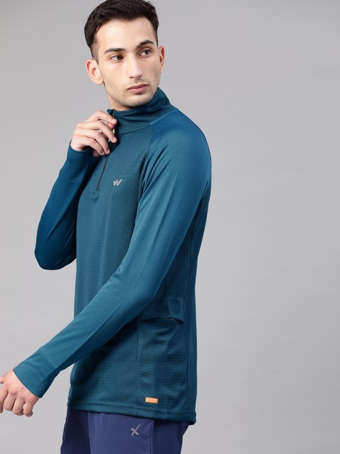 

Wildcraft Men Teal Blue Solid High Neck T-shirt