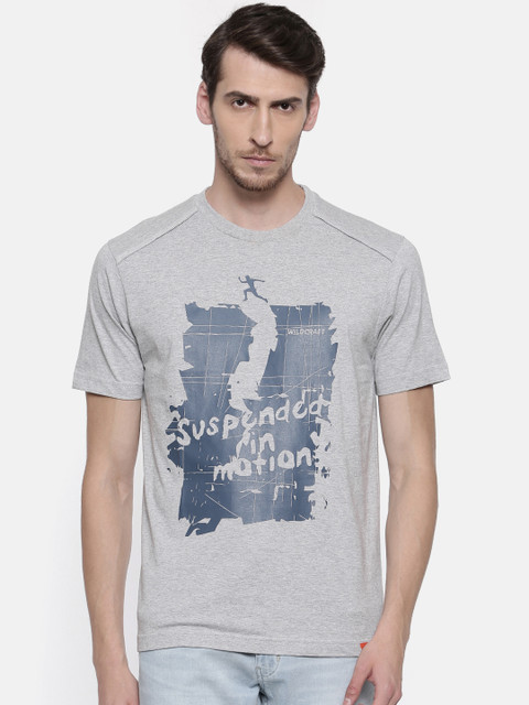 

Wildcraft Men Grey Printed Round Neck Cew SI Motion T-shirt