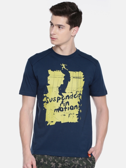 

Wildcraft Men Navy Printed Round Neck T-shirt, Navy blue