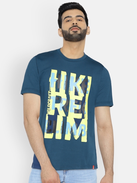 

Wildcraft Men Navy Printed Round Neck Crew Hike Trek T-shirt, Navy blue