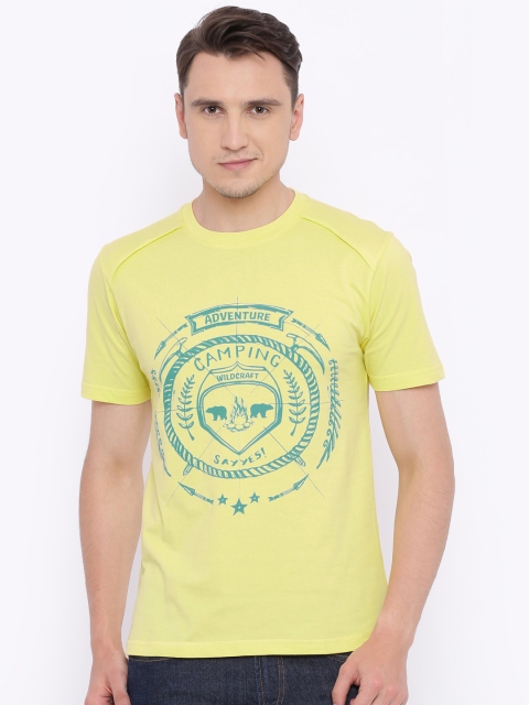 

Wildcraft Men Yellow Printed Crew Logo T-shirt