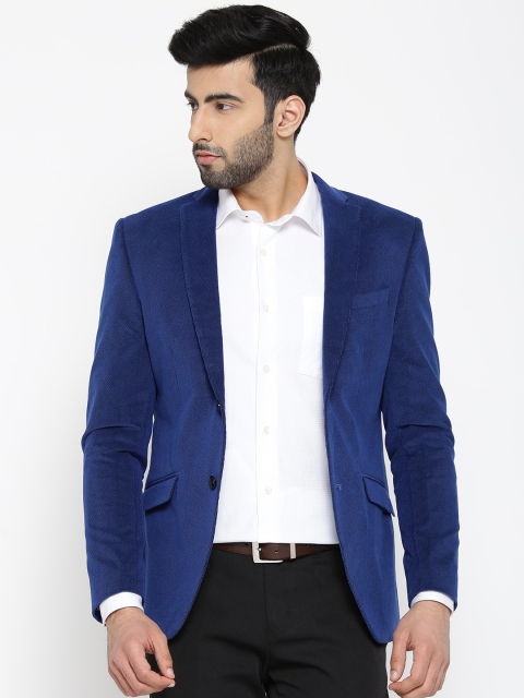 

Blackberrys Blue Patterned Slim Single-Breasted Smart Casual Blazer