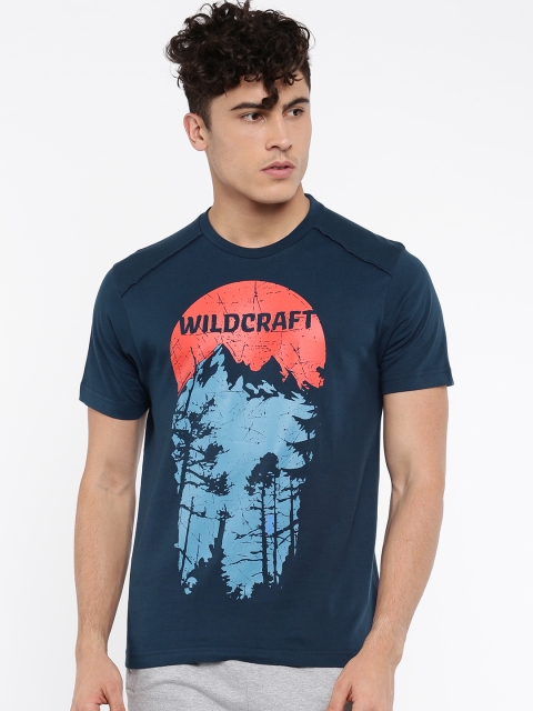 

Wildcraft Men Navy Printed Round Neck Crew Woods T-shirt, Navy blue