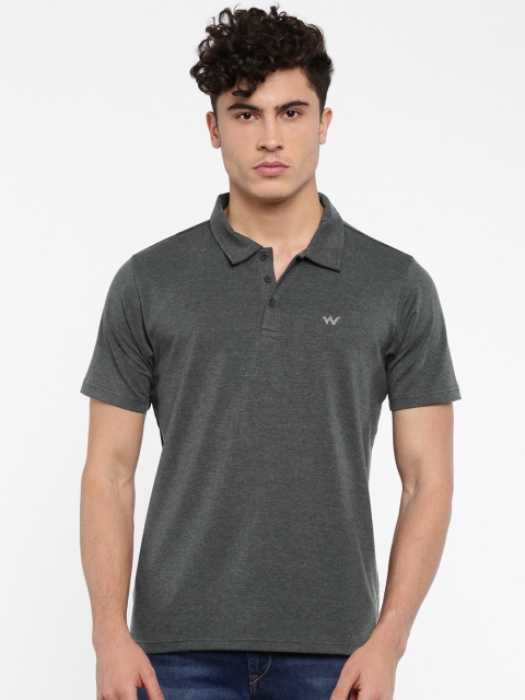 

Wildcraft Men Charcoal Grey Solid Polo Collar Mel DD T-shirt