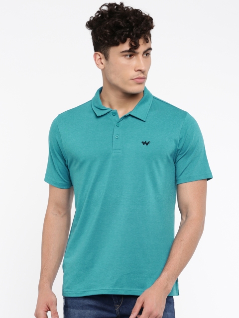

Wildcraft Men Turquoise Blue Solid Polo Collar Mel DD T-shirt