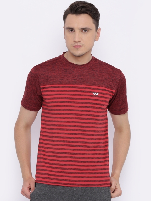 

Wildcraft Men Red DYNAMIC DRY Striped Pol Crew Stp T-shirt