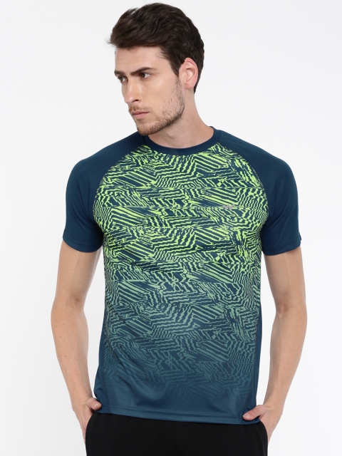 

Wildcraft Men Blue & Green Printed Round Neck Poly Crew Omb T-shirt