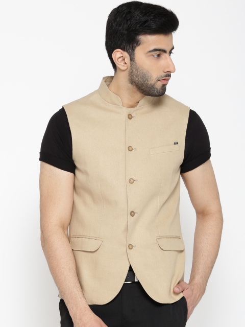 

Blackberrys Beige Linen Solid Slim Fit Nehru Jacket