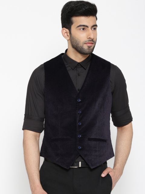 

Blackberrys Purple Printed Velvet Finish Slim Fit Pure Cotton Waistcoat