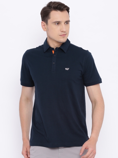 

Wildcraft Men Navy Blue Solid Polo Slub T-shirt