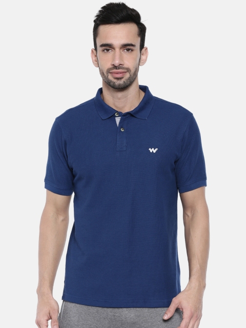 

Wildcraft Men Navy Blue Solid Waffle Knit Polo Collar T-shirt