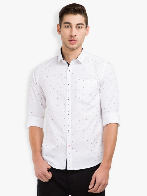 

HIGHLANDER Men White Slim Fit Printed Casual Shirt