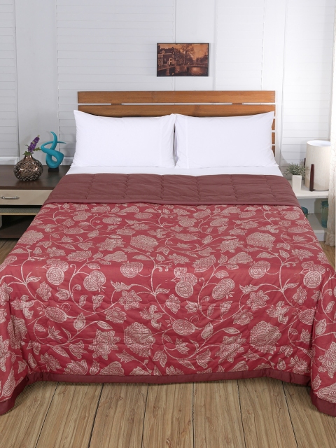 

MASPAR Red 120 GSM Floral Mild Winter Double Bed Quilt